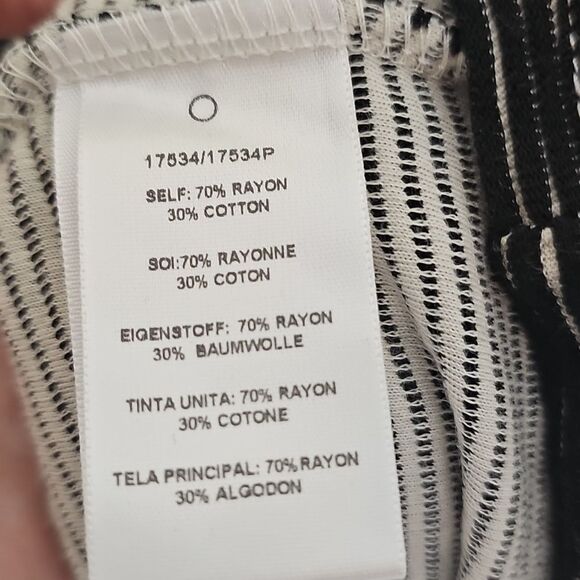 Dolan Black and Ivory White Rib Striped Cowl Neck Top Long Sleeve Medium - Picture 6 of 8